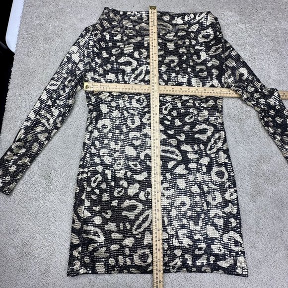 Adrienne NWT Sequin Dress Size Small Black And Gold with silver sequins Long sle - Picture 8 of 10